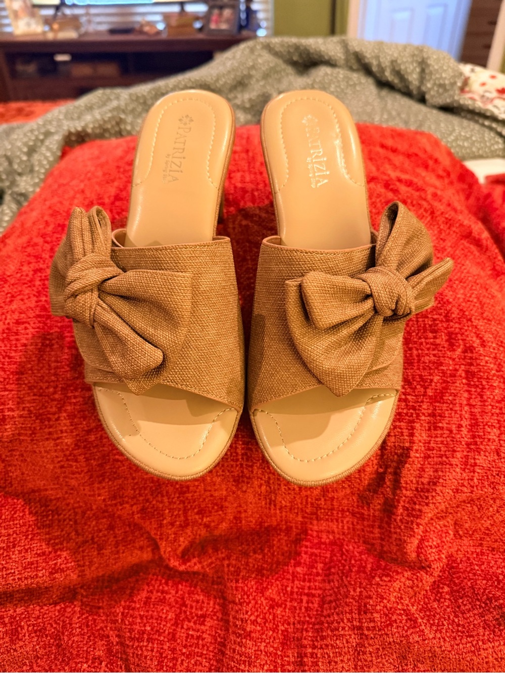 Patrizia Tan Knot Wedge Slide Sandals